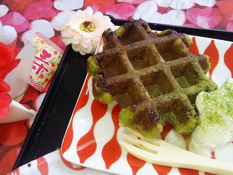 サクッと香る♪抹茶のベルギーワッフル